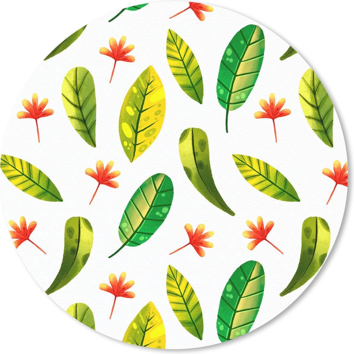 Muismat rond 40x40 cm - Mousepad Jungle - Kleuren - Bladeren - Ronde muismatten