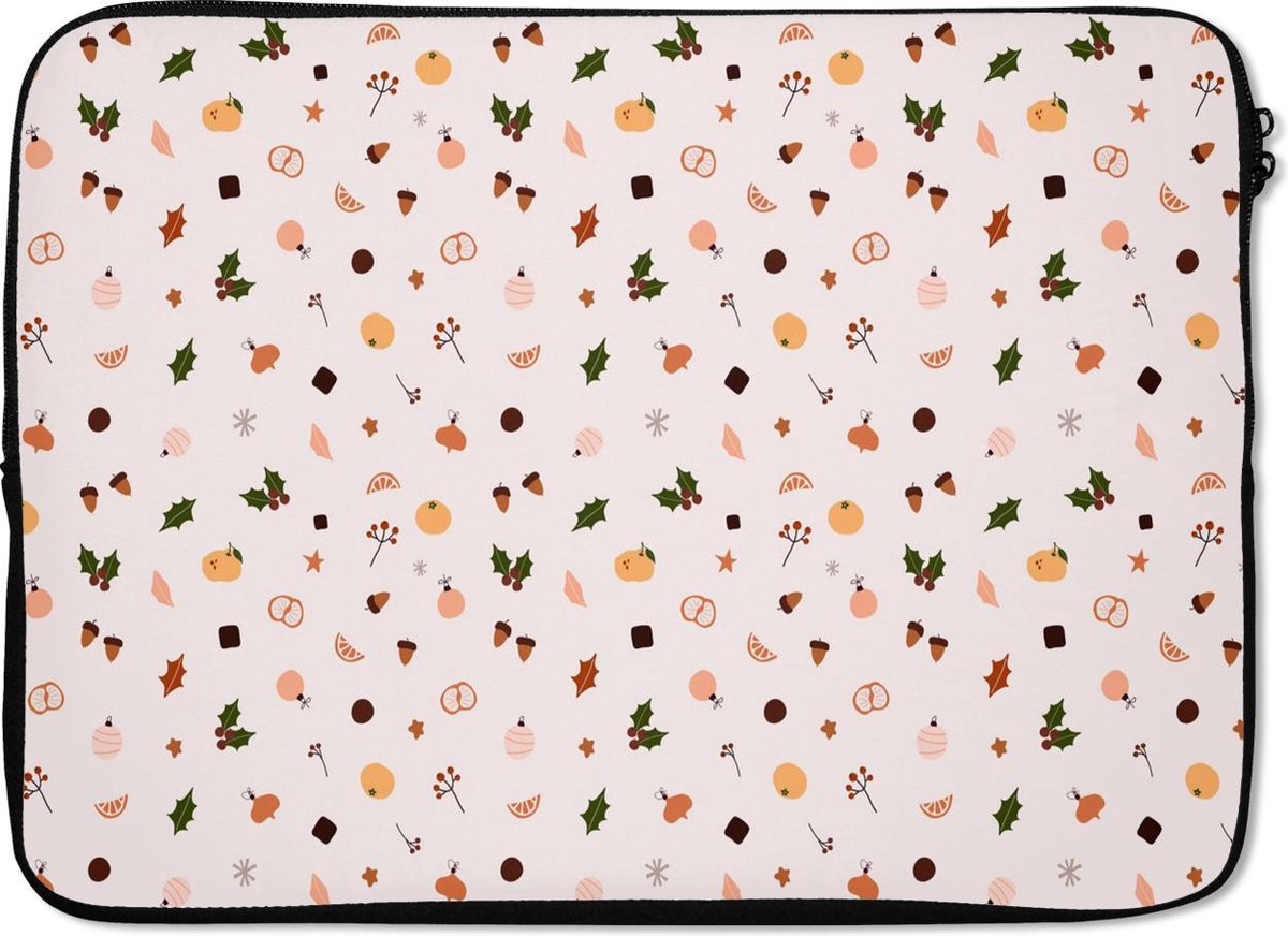 Laptophoes 13 inch - Winter - Kerst - Mistletoe - Laptop sleeve - Binnenmaat 32x22,5 cm - Zwarte achterkant - Kerst - Cadeau - Kerstcadeau voor mannen en voor vrouwen