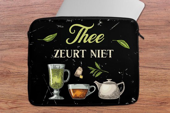 Housse pour ordinateur portable 15 pouces - Thee - Verres - Théière - Housse pour ordinateur portable - Cadeau pour femme - Cadeau Saint Valentin femme