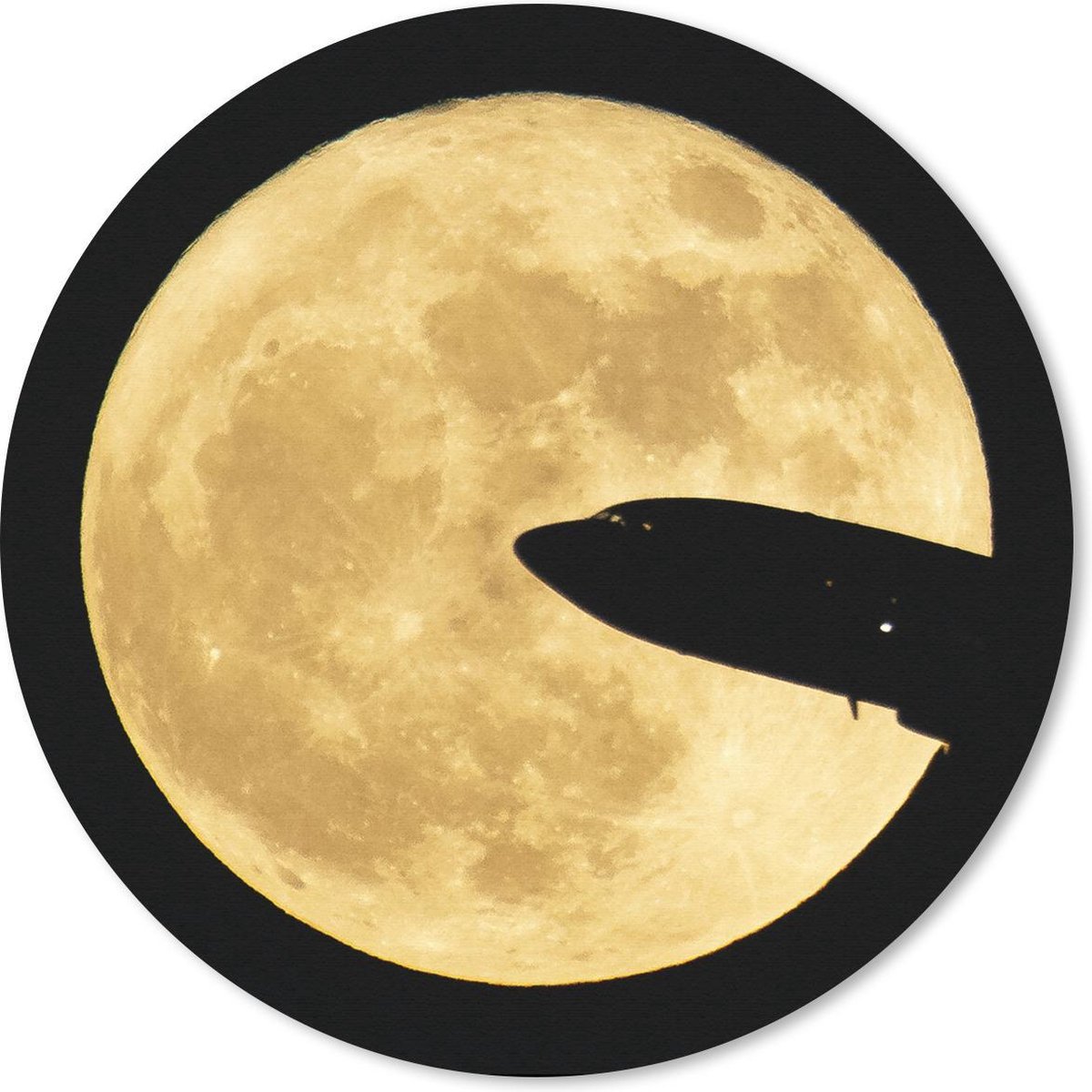 Muismat rond 40x40 cm - Mousepad Maan - Vliegtuig - NASA - Ronde muismatten
