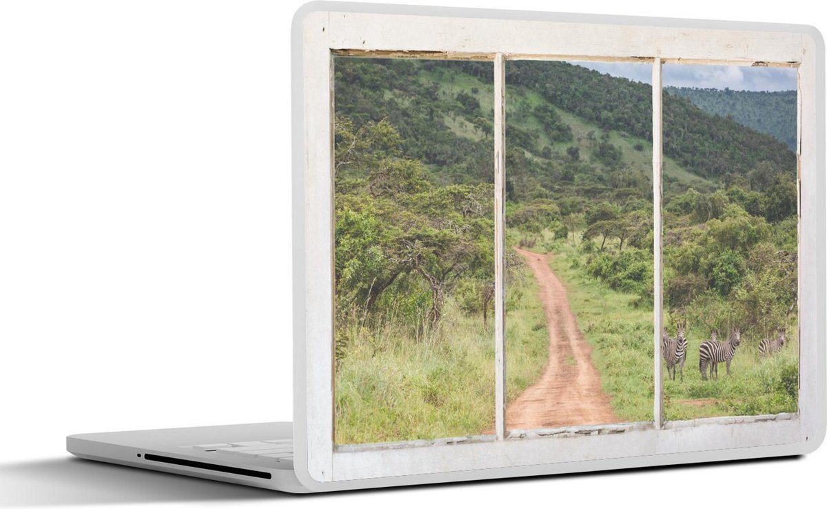 Laptop sticker - 12.3 inch - Doorkijk - Zebra - Dieren - 30x22cm - Laptopstickers - Laptop skin - Cover