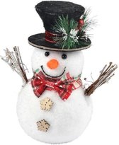 ROND MIDDERNACHT Sneeuwman met hoed en strik - H 21 cm