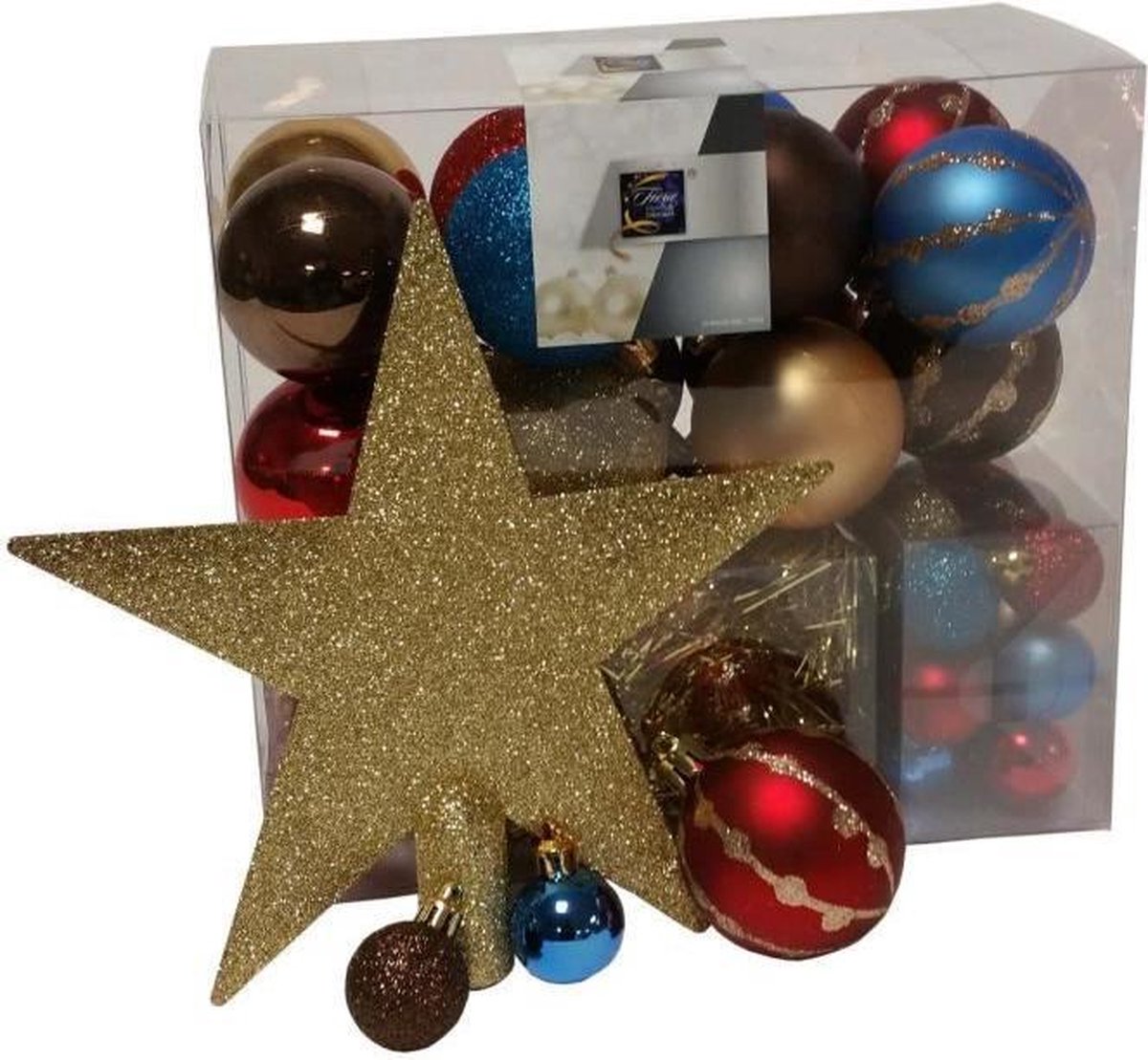 Kerstdecoratie set - Kerstboomversiering - 44 stuks - grijs/wit/bruin