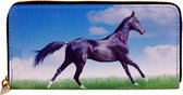Portemonnee met zwart paard in weiland - 19,5x10cm