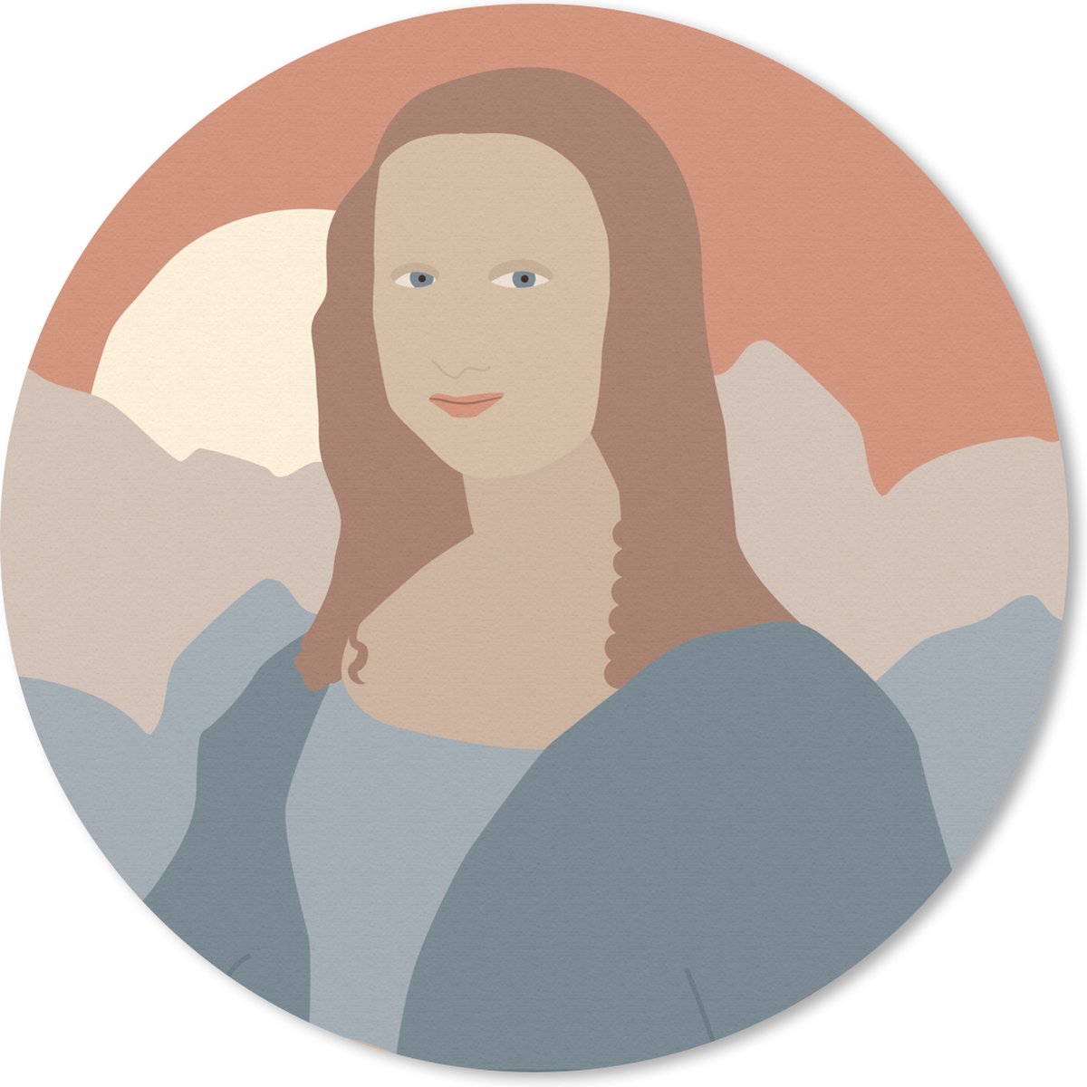 Muismat rond 20x20 cm - Mousepad Pastel - Mona Lisa - Zon - Ronde muismatten