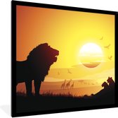 Cadre photo avec affiche - Illustration d'un paysage en Afrique pendant un coucher de soleil - 40x40 cm - Cadre pour affiche