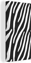 Canvas Schilderij Dieren - Zebraprint - Zwart - 40x80 cm - Wanddecoratie