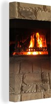 Tableau Tableau Cheminée dans un mur de pierre - 80x160 cm - Décoration murale