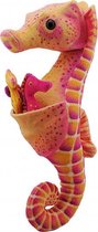 knuffel zeepaardje junior 30 cm pluche oranje/roze