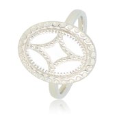 My Bendel - Unieke Vintage look ring - Vintage damesring- zilver- met witte inleg - Met luxe cadeauverpakking