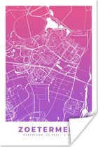 Poster Stadskaart - Zoetermeer - Paars - Nederland - 40x60 cm - Plattegrond