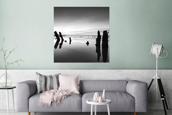 Poster Mer des Wadden - Zwart - Wit - Bois - 75x75 cm