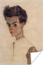 Affiche Autoportrait à la chemise rayée - Egon Schiele - 120x180 cm XXL