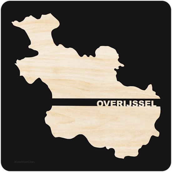 Provincie Overijssel Zwart hout - 49x49 cm - Woon decoratie - Wanddecoratie - WoodWideCities