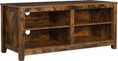 FURNIBELLA - tv-plank, tv-meubel, met gaten voor kabels, open vakken, voor gameconsoles, dvd's, in de woonkamer, vintage bruin LTC004B01