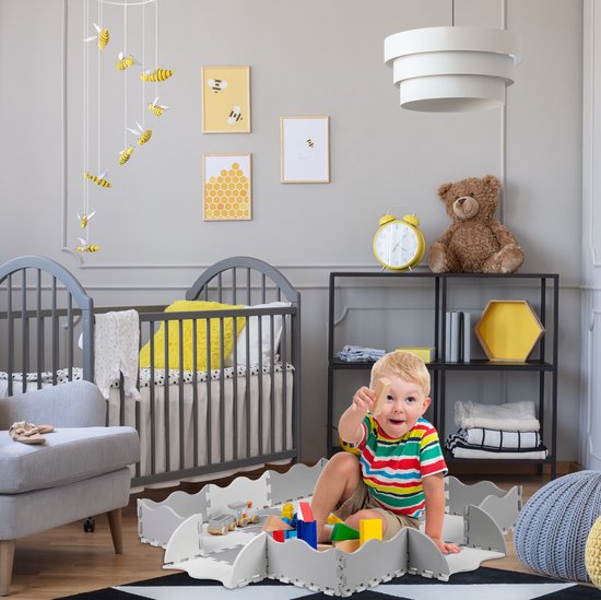 Relaxdays puzzelmat, 3x3, speelmat baby's en kinderen, dinosaurus, kruipmat, zonder bpa, voor kinderkamer, kleurrijk