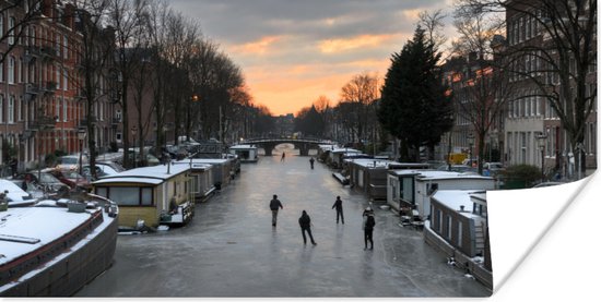 Poster Amsterdam - Patinage - Hiver - 120x60 cm