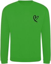 Sweater velvet black Heart  - Happy green (S)