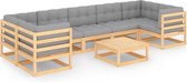 Decoways - 8-delige Loungeset met kussens massief grenenhout