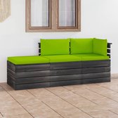 Decoways - 3-delige Loungeset met kussens pallet massief grenenhout