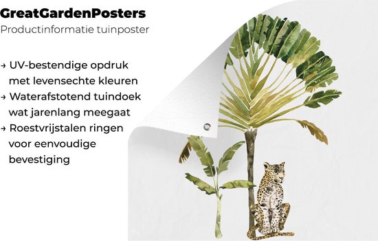 Affiche de Jardin Jungle - Cacatoès - Léopard - 200x200 cm