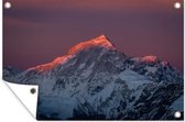 Tuinposters buiten Nepal - Berg - Sneeuw - Roze - 90x60 cm - Tuindoek - Buitenposter