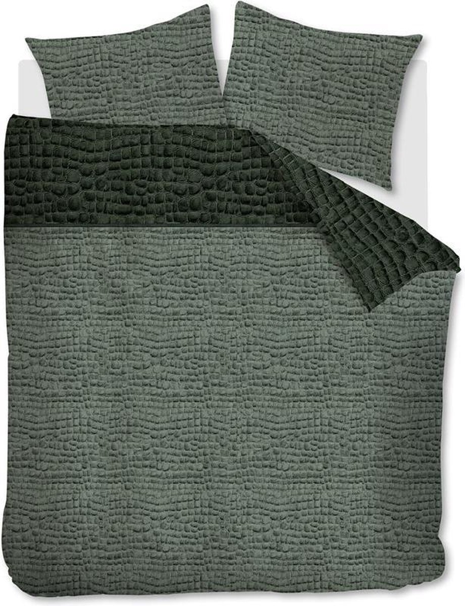 Riviera Maison Croco dekbedovertrek - Tweepersoons - 200x200/220 - Groen