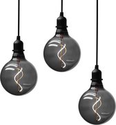 Amare - Hanglamp cluster - set van 3 glazen bollen - smokey werkt op batterijen