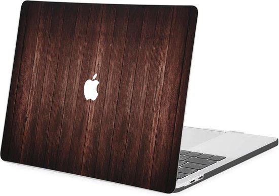 iMoshion Design Laptop Cover Geschikt voor de MacBook Pro 13 inch (2016-2019) - A1708 / A2159 - Dark Brown Wood