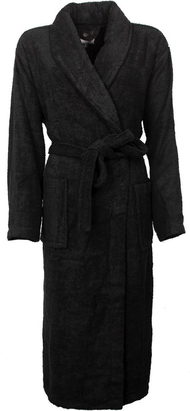 Tenderness Dames Badjas - Katoen - Ceintuur Sluiting - Zwart - Maat XL