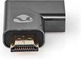 Nedis HDMI-Adapter - HDMI Connector / HDMI Male - HDMI Output - Verguld - Rechts Gehoekt - Aluminium - Gun Metal Grijs - 1 Stuks - Cover Window Box