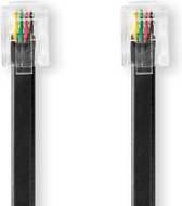 Nedis Telecomkabel | RJ11 Male | RJ11 Male | 2.00 m | Design kabel: Rond | Connectorplating: Vernikkeld | Kabeltype: RJ11 | Transparant / Zwart
