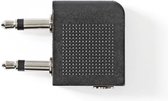 Nedis Stereo-Audioadapter | 2x 3,5 mm Male | 3,5 mm Female | Vernikkeld | 90° Gehoekt | Metaal | Zwart | 10 Stuks | Polybag