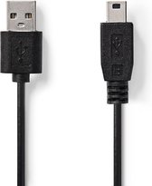 USB-Kabel | USB 2.0 | USB-A Male | USB Mini-B 5-Pins Male | 480 Mbps | Vernikkeld | 1.00 m | Rond | PVC | Zwart | Label