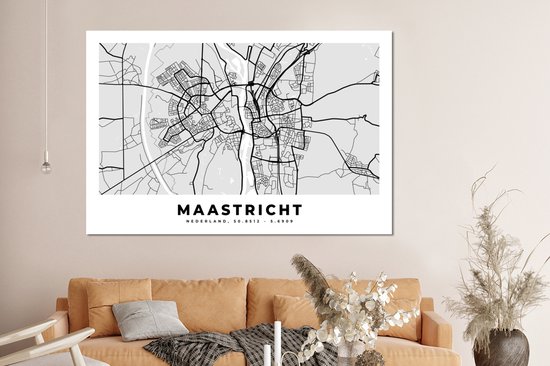 Décoration murale Métal - Aluminium Peinture Industrielle - Carte - Maastricht - Nederland - 150x100 cm - Dibond - Photo sur aluminium - Décoration murale industrielle - Pour le salon / chambre
