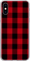 Geschikt voor iPhone X hoesje - Plaid - Zwart - Rood - Siliconen Telefoonhoesje