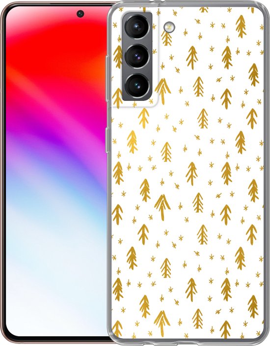 Coque Samsung Galaxy S21 - Branche de Pin - Noël - Or - Siliconen