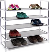 Relaxdays 1 x schoenenrek met grepen - open schoenenkast - 5 etages - 20 paar - grijs