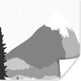 Affiche dessin - Berg - Zwart - Wit - 50x50 cm