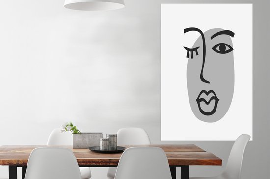Affiche Visage - Femme - Zwart - Wit - 80x120 cm