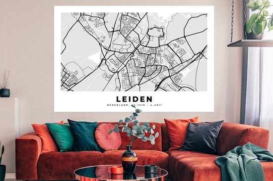 Poster Plan de ville - Leiden - Nederland - 180x120 cm XXL