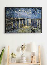 Poster In Zwarte Lijst - Sterrennacht boven de Rhône – van Gogh – Large 50x70 cm – ‘Starry night’