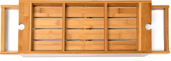 support de baignoire réglable relaxdays, panier de bain, bambou, poids: 1,1 kg