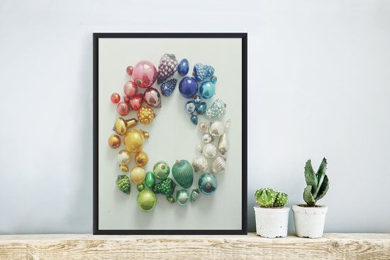 Photo dans le cadre - Les différentes décorations de Noël cadre photo noir 30x40 cm - Affiche sous cadre (Décoration murale salon / chambre)