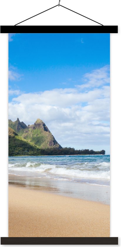 Porte-affiche avec affiche - Affiche scolaire - Plage - Tropical - Hawaii - 40x80 cm - Lattes noires