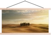 Posterhanger incl. Poster 60x30 cm - Schoolplaat - Toscane - Bomen - Italië - Textielposter - Blanke latten