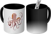 Magische Mok - Foto op Warmte Mokken - Koffiemok - Dieren - Octopus - Zee - Waterverf - Magic Mok - Beker - 350 ML - Theemok