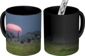 Magische Mok - Foto op Warmte Mok - Olifanten onder zonsondergang - 350 ML