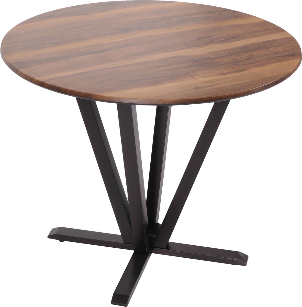 MCW Bistrotafel MCW-M56, eettafel, massief hout HPL laminaat melamine Ø92cm, betonlook, frame bruin