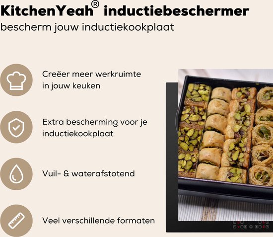 KitchenYeah® Inductie beschermer 78x78 cm - Baklava uit Libanon - Kookplaataccessoires - Afdekplaat voor kookplaat - Inductiebeschermer - Inductiemat - Inductieplaat mat